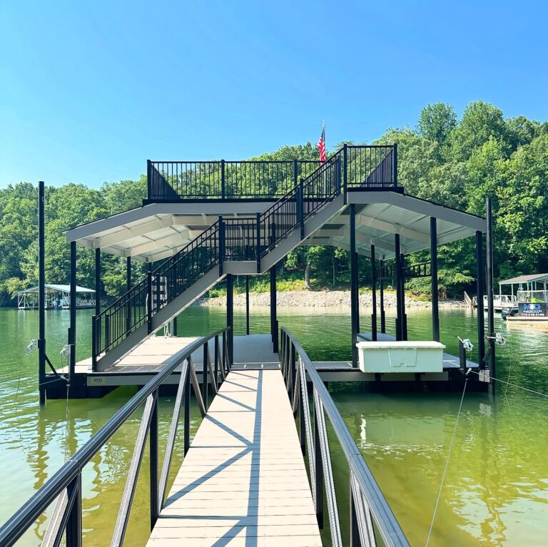 Custom Boat Dock with Sundeck on Lake Lanier from Martin Docks